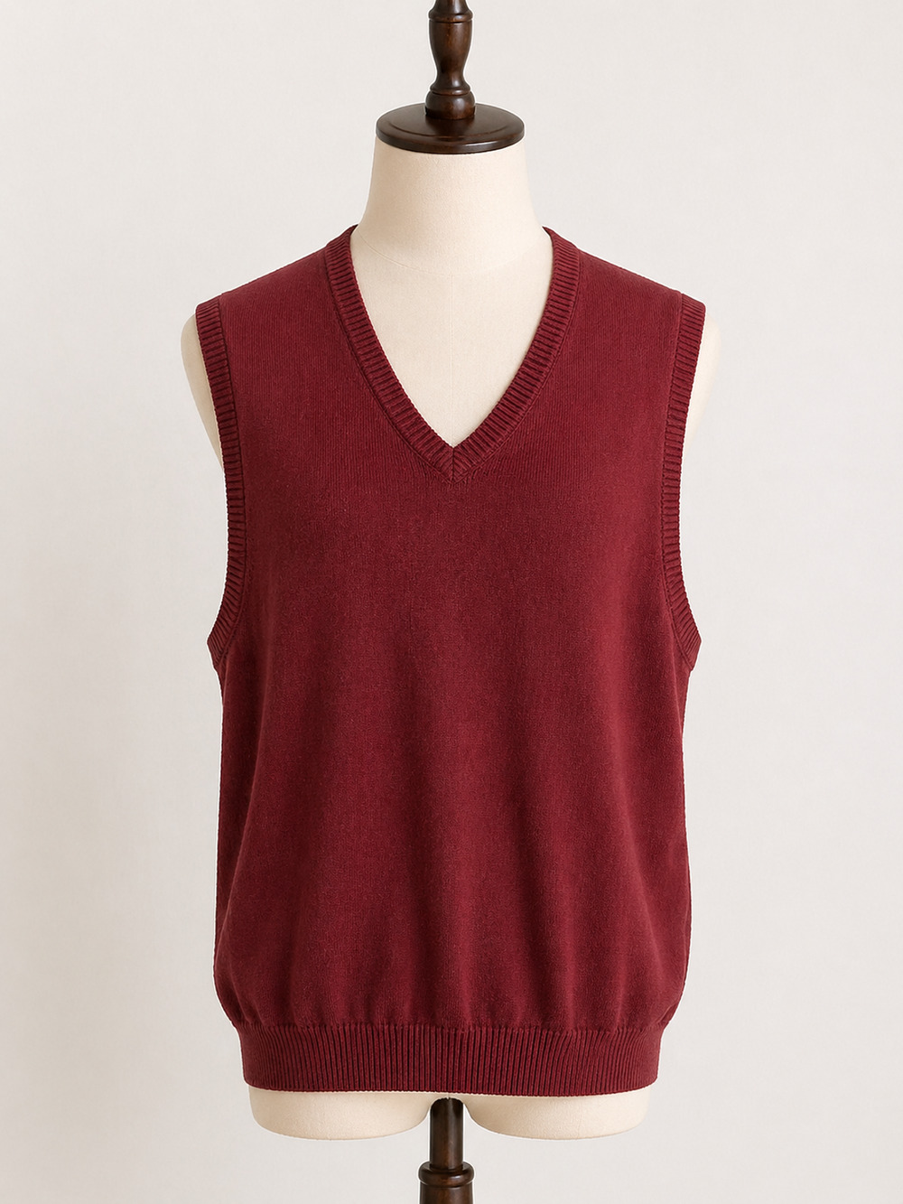 Pronto Uomo Men’s XXL Burgundy 100% Merino Wool V-Neck Sweater Vest Classic